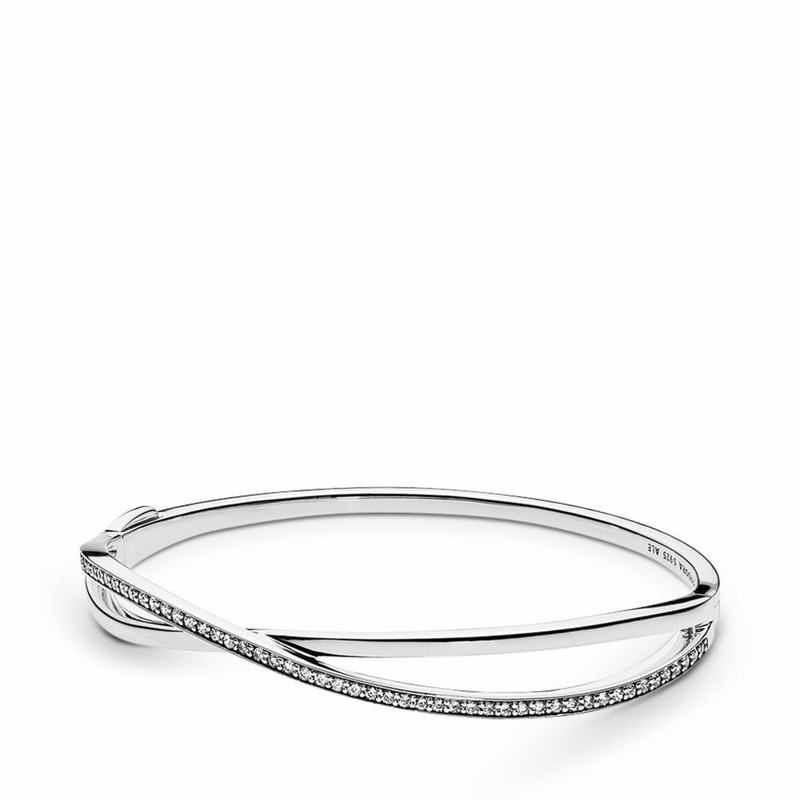 Pandora Entwined Bangle Bracelet Ireland - Sterling Silver/Cubic Zirconia - 569380IGB